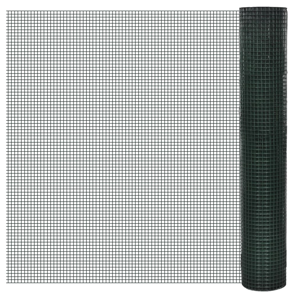 Chicken Wire Fence Galvanised with PVC Coating 10x1 m Green - Merlin Deals