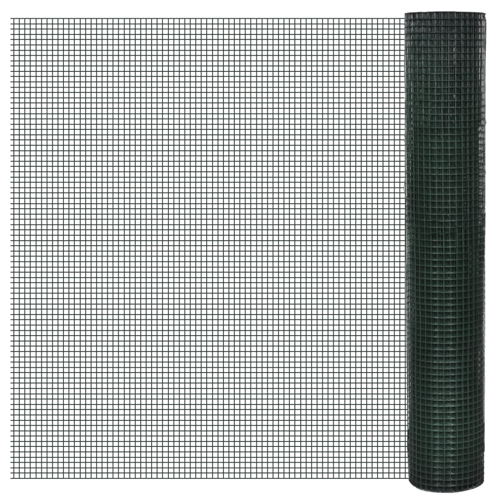 Chicken Wire Fence Galvanised with PVC Coating 10x1 m Green - Direct Imports