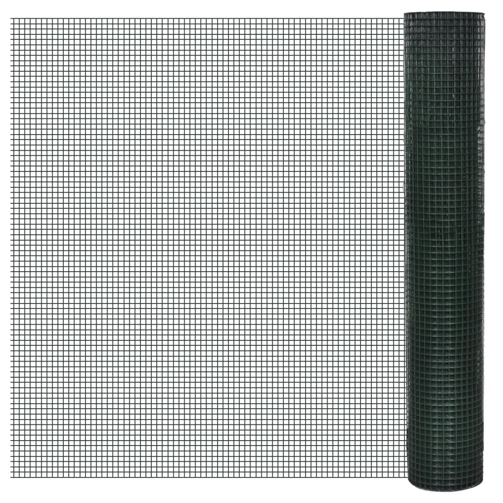 Chicken Wire Fence Galvanised with PVC Coating 10x1 m Green - Style and Chic