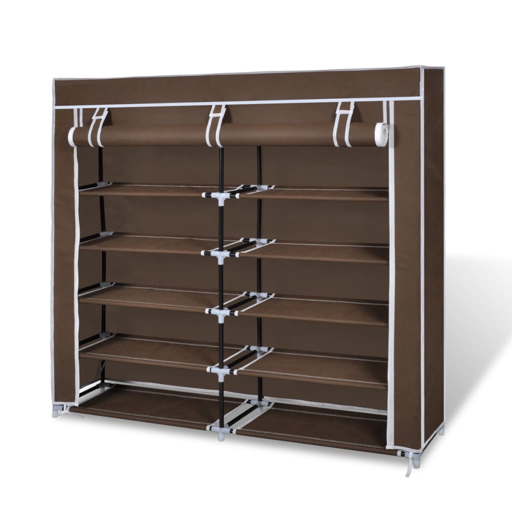 Fabric Shoe Cabinet with Cover 115 x 28 x 110 cm Brown - Millennium Furniture