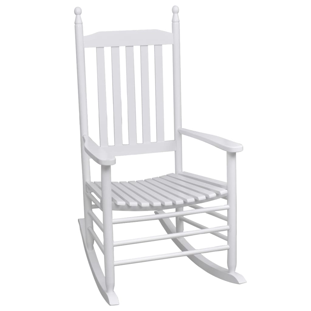Rocking Chair with Curved Seat White Wood - Sid & Sam