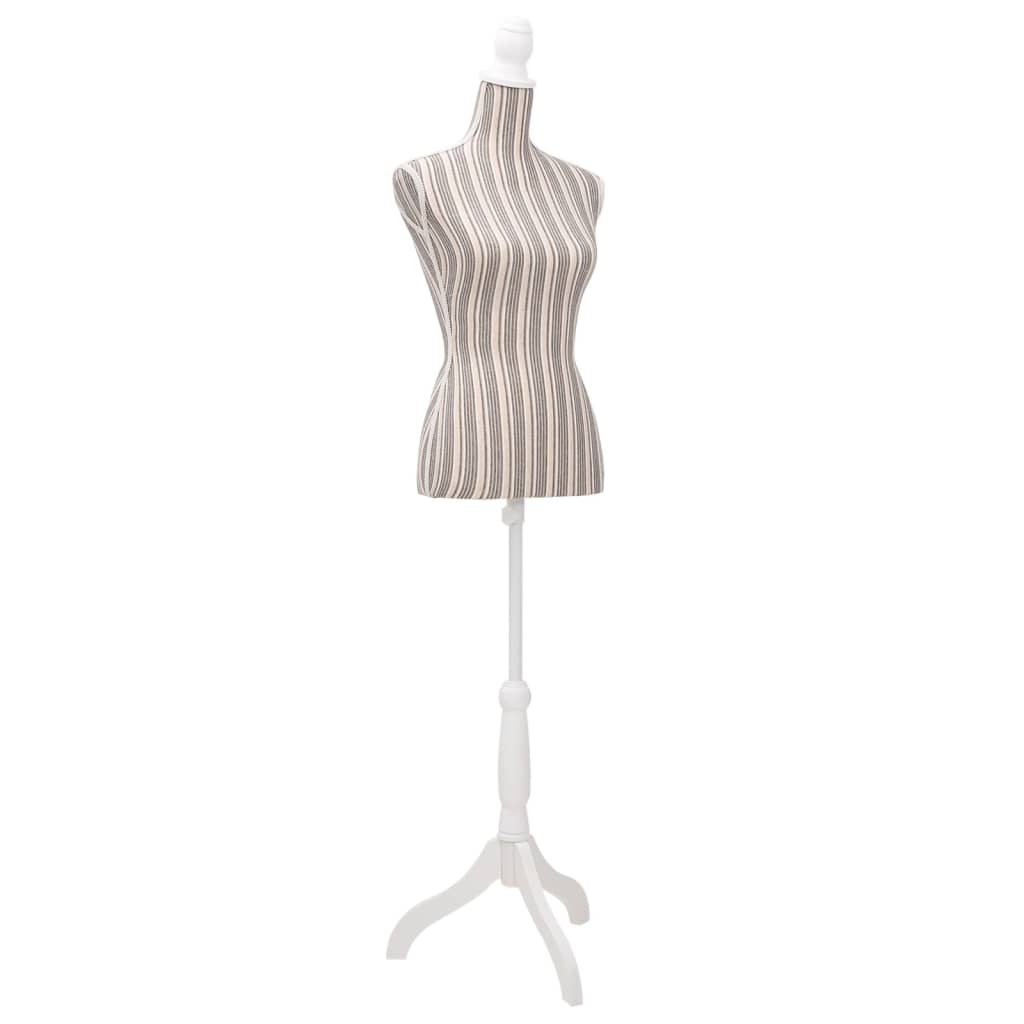 Ladies Bust Display Mannequin Linen With Stripes - The Home Maker