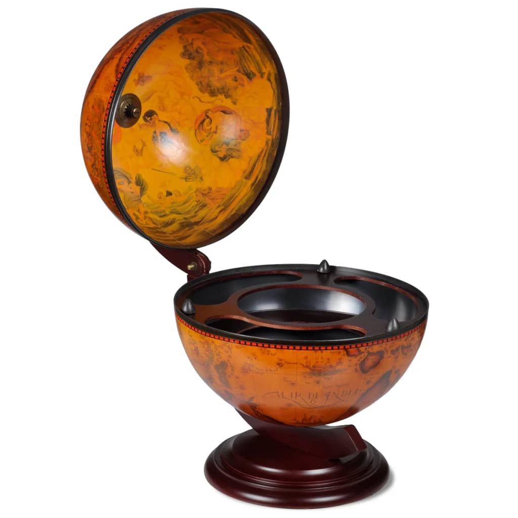 Tabletop Globe Bar Wine Stand Wood - Tyrell & Tyrell