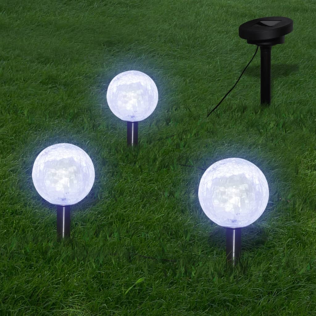 Solar Bowl 3 LED Garden Lights with Spike Anchors & Solar Panel - Unbeatable Bargains