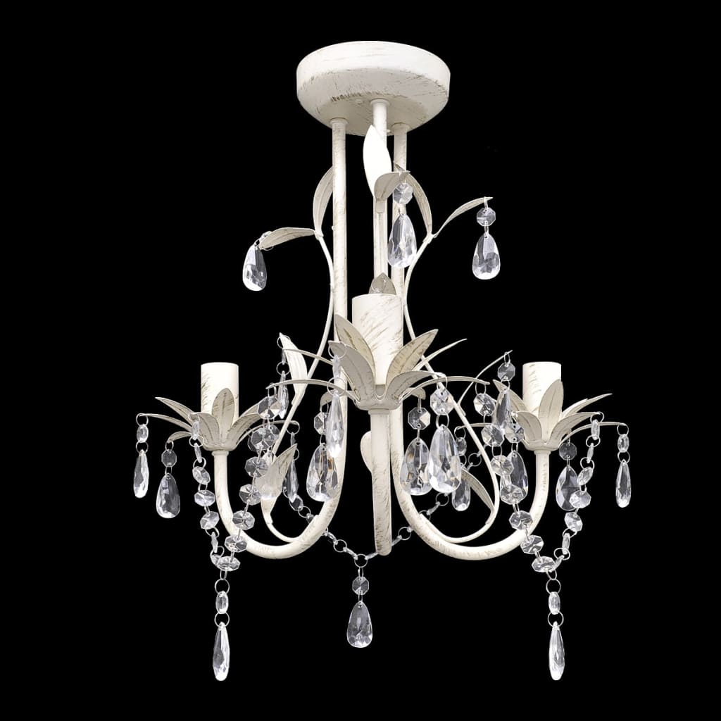 Crystal Pendant Ceiling Lamp Chandelier Elegant White - Merkel Designers