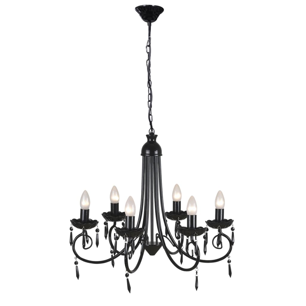 Pendant Ceiling Lamp Elegant Chandelier Black 6 Bulb Sockets - Casper Homes