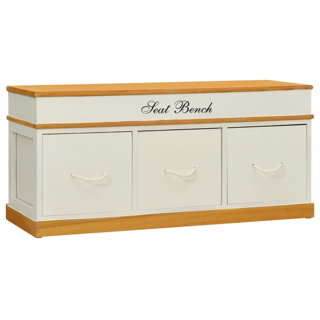 Storage Bench Solid Paulownia Wood 100 cm - Style and Chic