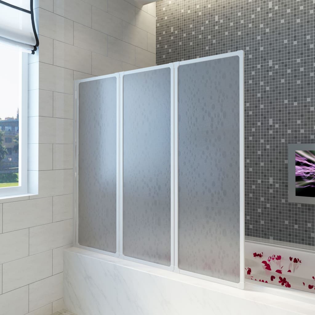 Shower Bath Screen Wall 117 x 120 cm 3 Panels Foldable - Style and Chic