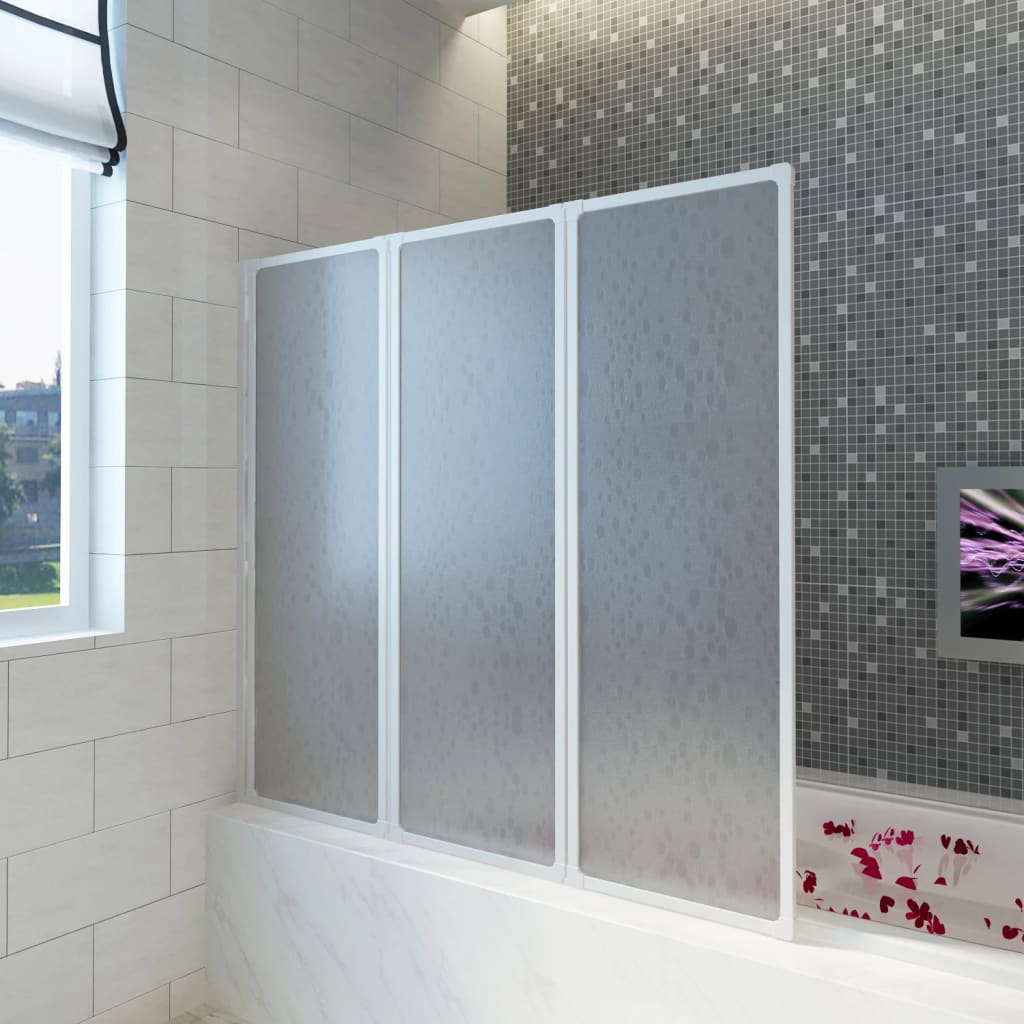 Shower Bath Screen Wall 141 x 132 cm 3 Panels Foldable - All Things Good