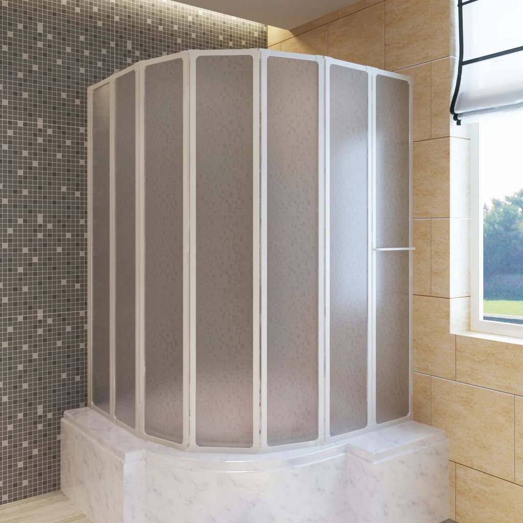 Shower Bath Screen Wall 140 x 168 cm 7 Panels Foldable with Towel Rack - Discount Dealers