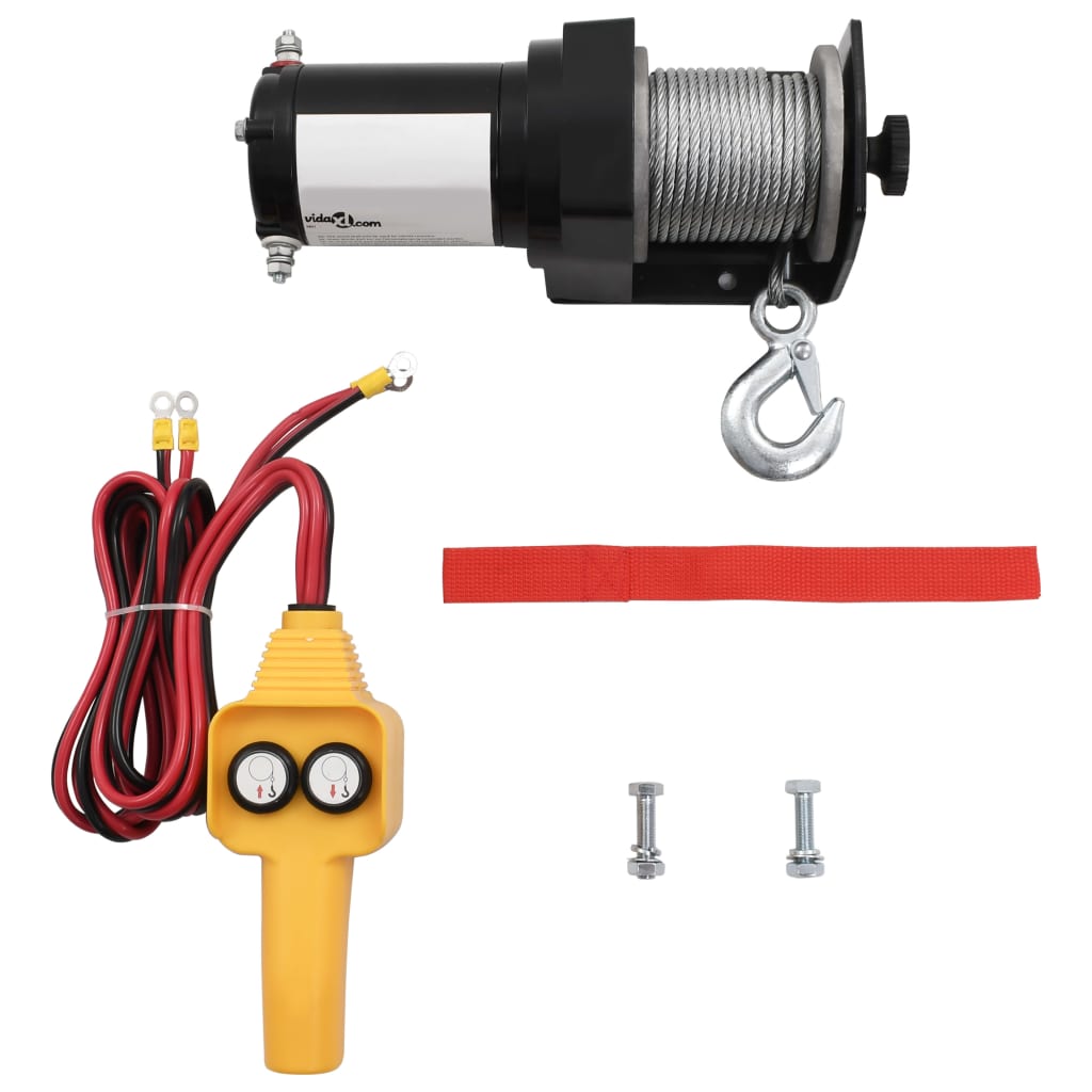 12 V Electric Winch 907 KG Wire Remote Control - Millennium Furniture