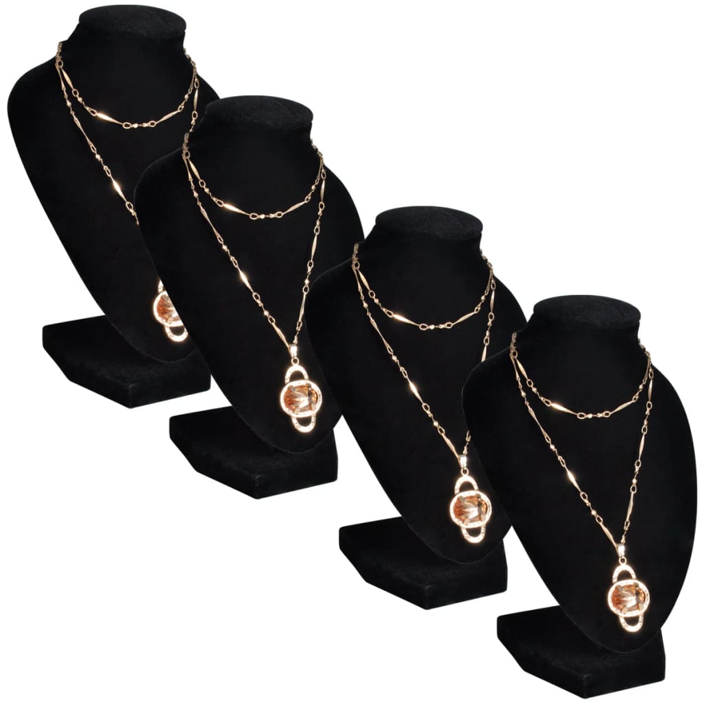Flannel Jewelry Holder Necklace Bust Black 9 x 8.5 x 15 cm 4 pcs - All Things Good