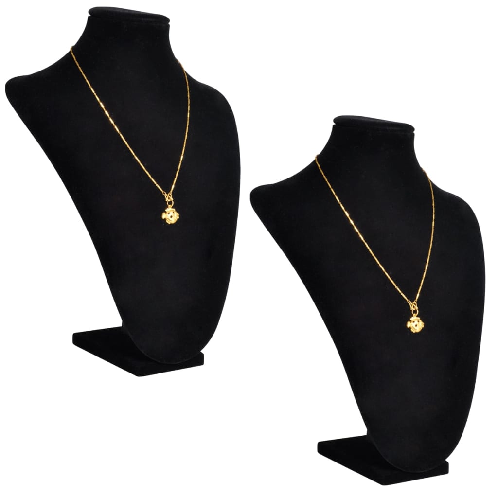 Flannel Jewelry Holder Necklace Bust Black 23 x 11.5 x 30 cm 2 pcs - Casper Homes