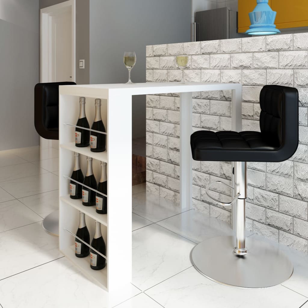 Bar Table MDF with Wine Rack High Gloss White - Casper Homes