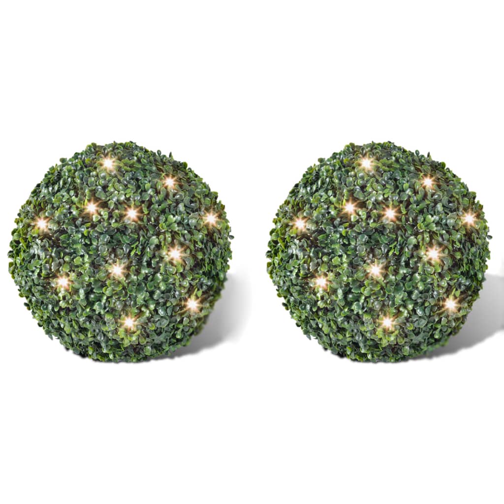 Artificial Leaf Topiary Ball 27 cm Solar LED String 2 pcs - Style and Chic