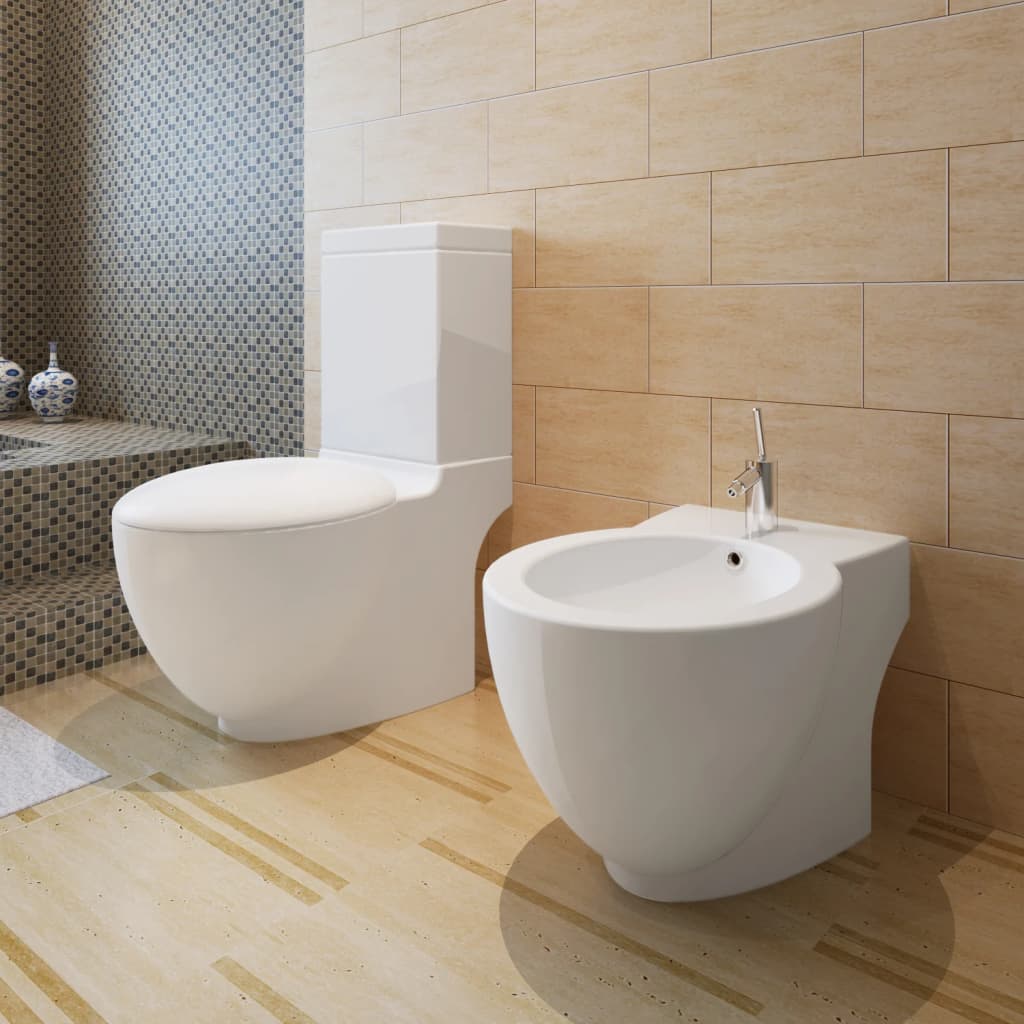 Stand Toilet & Bidet Set White Ceramic - Charlotte Dunes