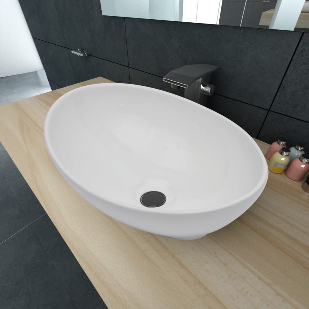 Luxury Ceramic Basin Oval-shaped Sink White 40 x 33 cm - Design Hut