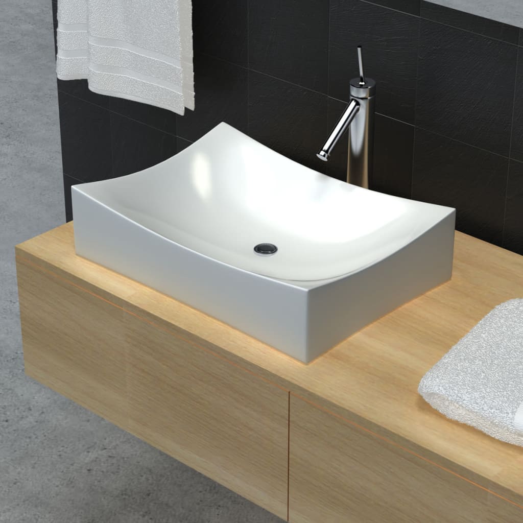 Bathroom Ceramic Porcelain Sink Art Basin White High Gloss - Sid & Sam