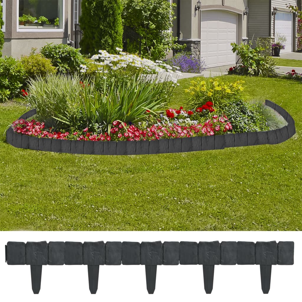 Plastic Garden / Lawn Fence Stone Look 41 pcs 10 m - Tyrell & Tyrell