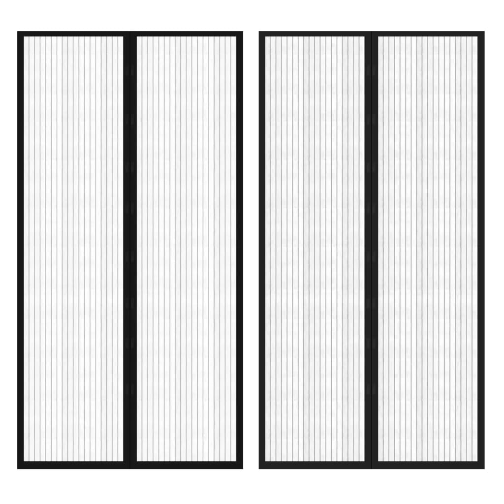 Insect Door Curtain 210 x 100 cm 2 pcs Magnet Black - Decor Base