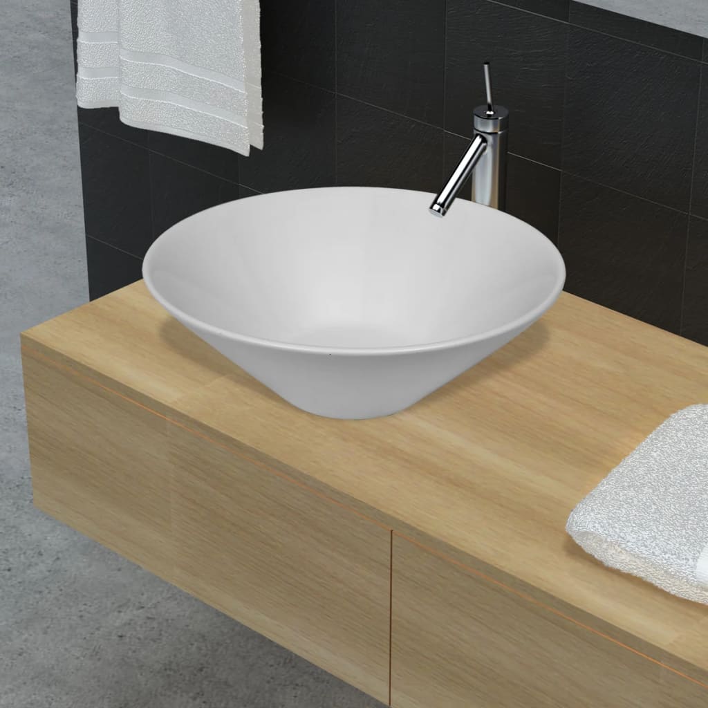 Bathroom Porcelain Ceramic Sink Art Basin Bowl White - Casper Homes