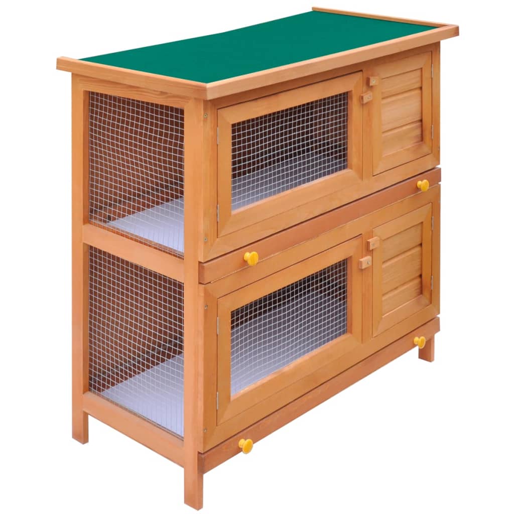 Outdoor Rabbit Hutch Small Animal House Pet Cage 4 Doors Wood - Direct Imports