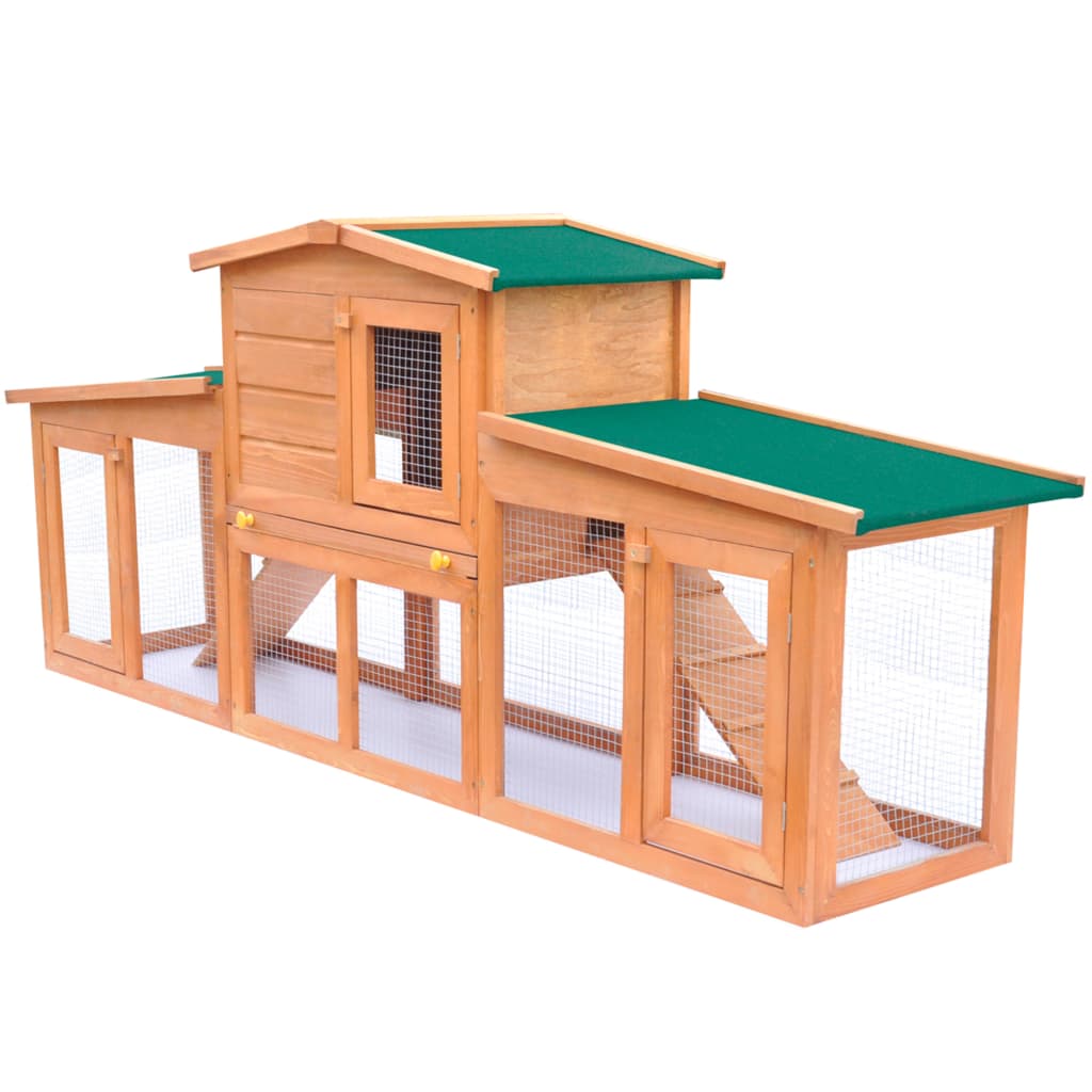 Large Rabbit Hutch Small Animal House Pet Cage with Roofs Wood - The Home Maker