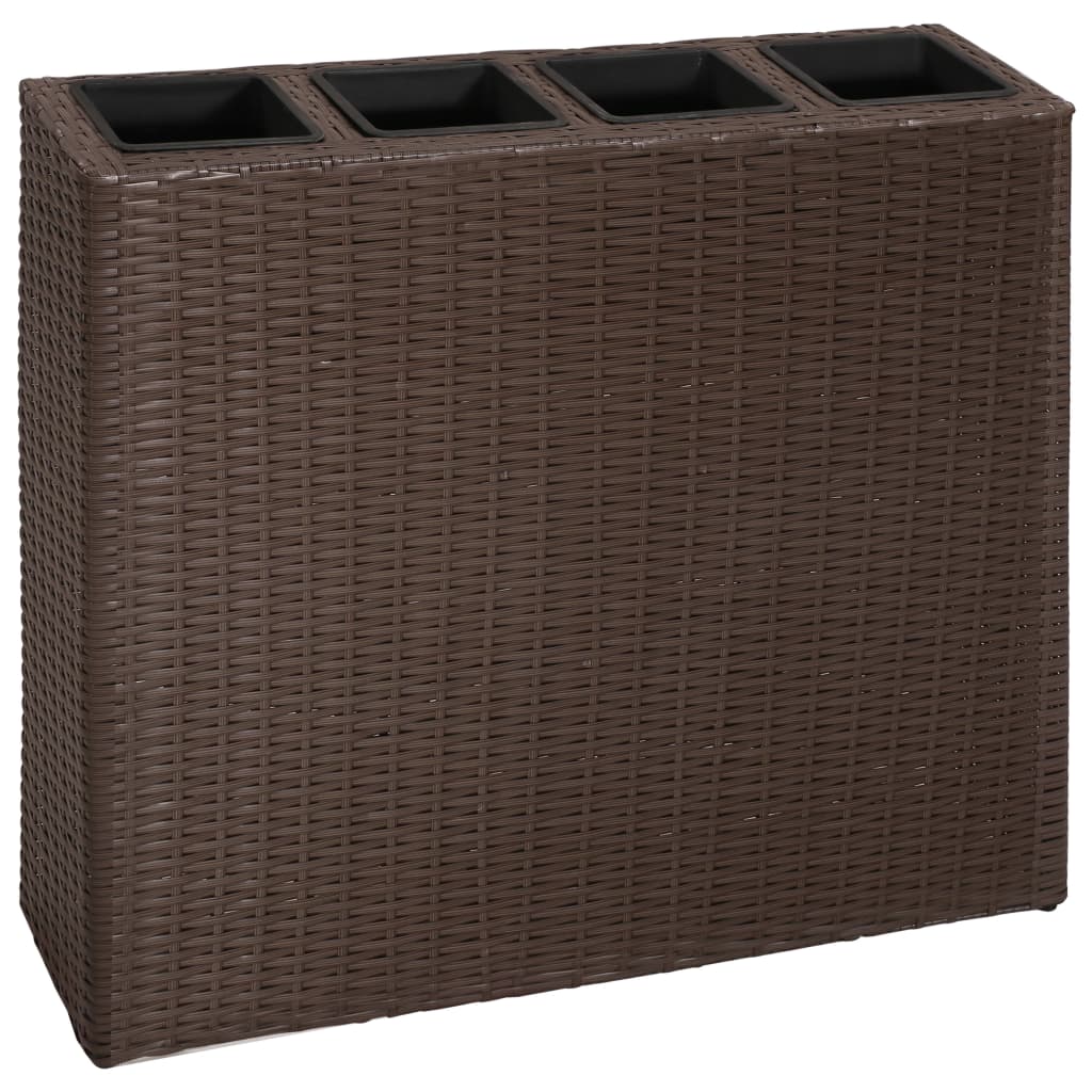 Garden Raised Bed with 4 Pots Poly Rattan Brown - Style and Chic