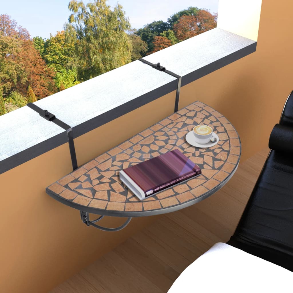 Hanging Balcony Table Terracotta Mosaic - Discount Dealers