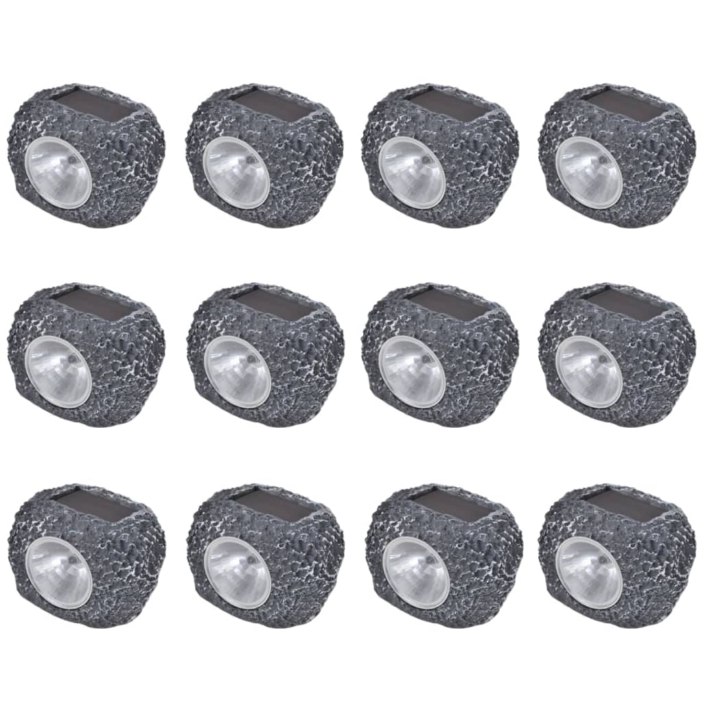Outdoor Solar Powered LED Spotlight Stone Shape 12 pcs - Design Hut