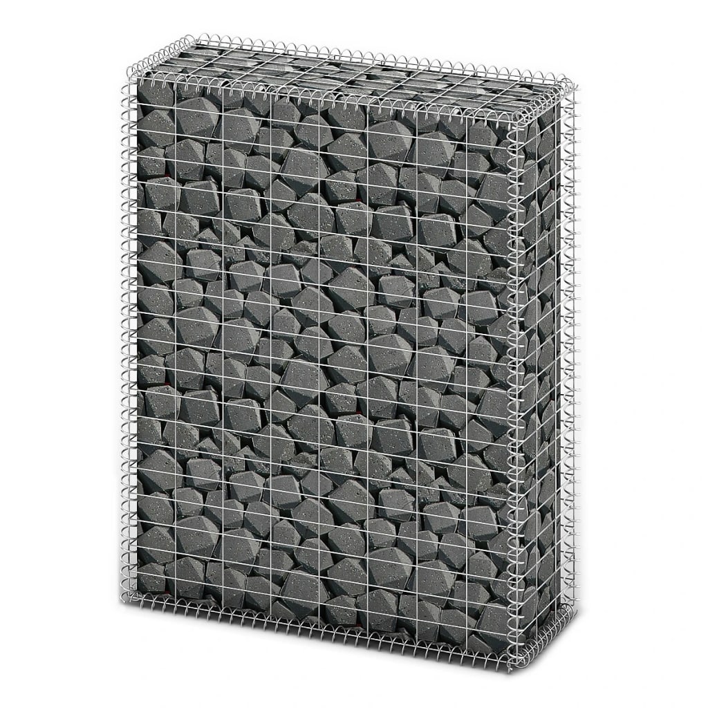 Gabion Basket with Lids Galvanised Wire 100 x 80 x 30 cm - Unbeatable Bargains