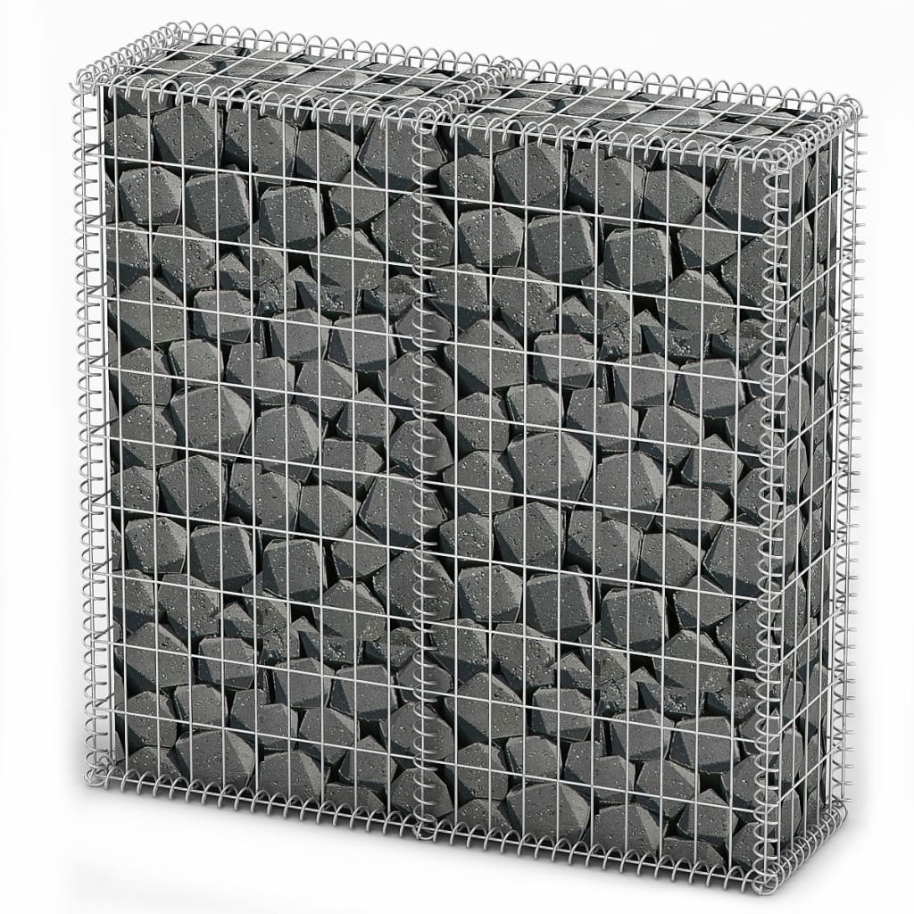 Gabion Basket with Lids Galvanised Wire 100 x 100 x 30 cm - Decor Base