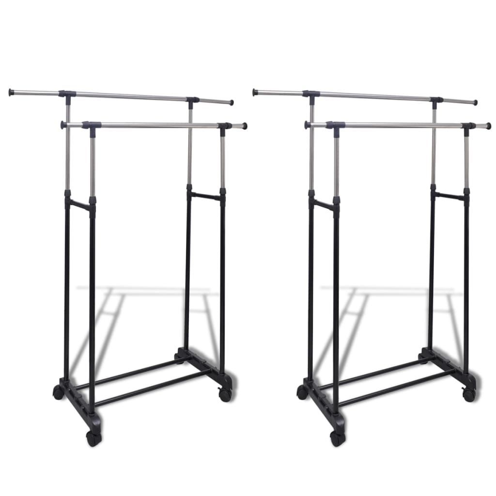 Adjustable Clothes Racks 2 pcs 2 Hanging Rails - Merlin Deals