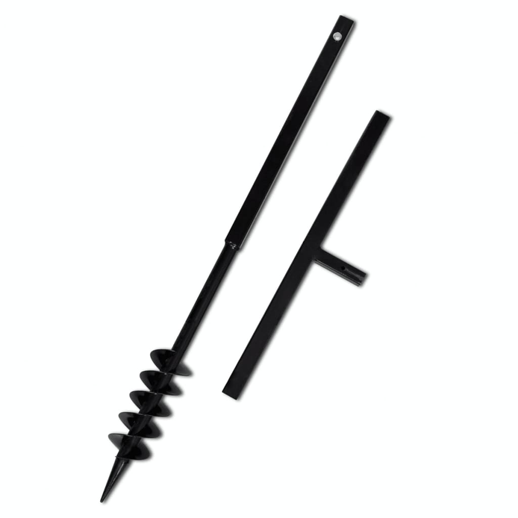 Ground Drill with Handle Auger Bit 80 mm Double Spirals Steel Black - Sid & Sam