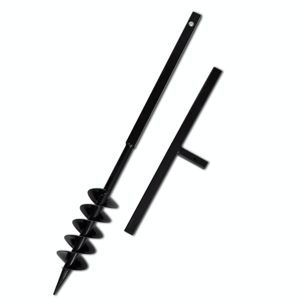 Ground Drill with Handle Auger Bit 100 mm Double Spirals Steel Black - R and M Furniture