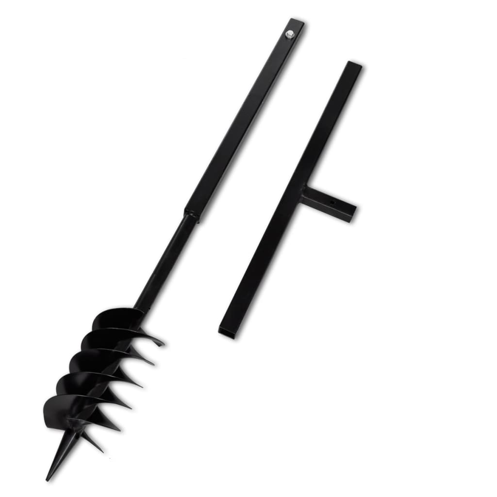 Ground Drill with Handle Auger Bit 120 mm Double Spirals Steel Black - Design Hut