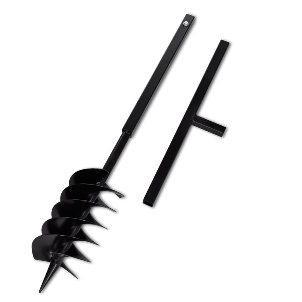 Ground Drill with Handle Auger Bit 150 mm Three Spirals Steel Black - R and M Furniture
