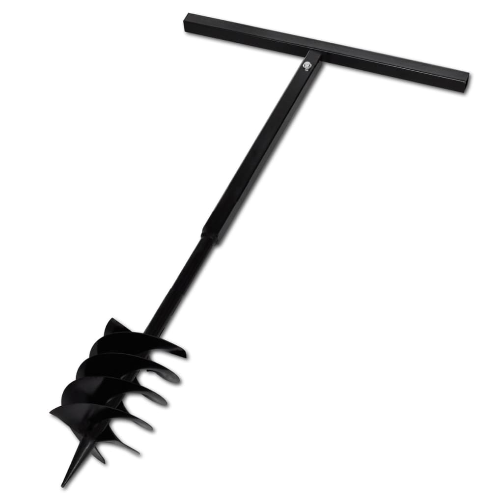 Ground Drill with Handle Auger Bit 180 mm Three Spirals Steel Black - Design Hut