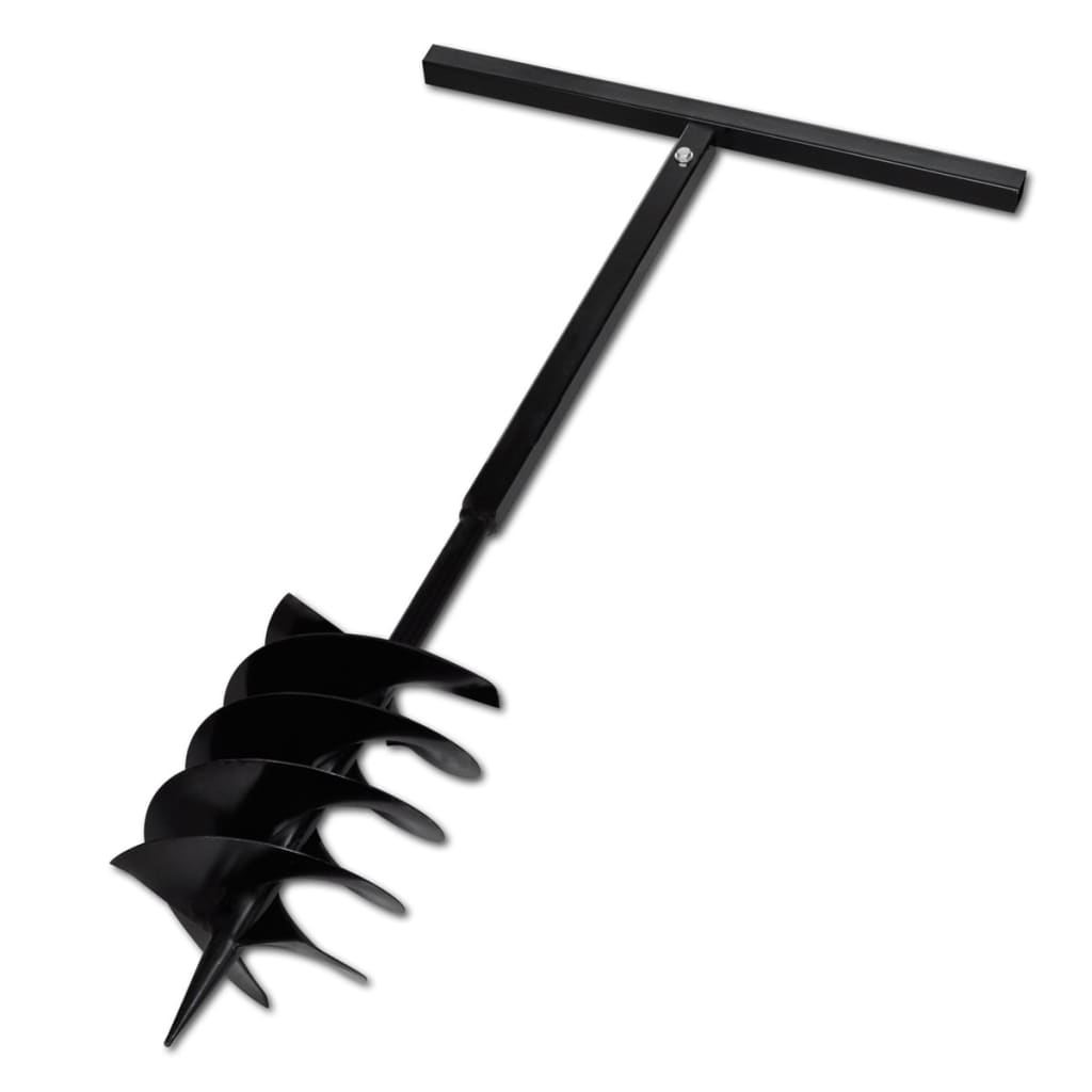 Ground Drill with Handle Auger Bit 200 mm Three Spirals Steel Black - Unbeatable Bargains