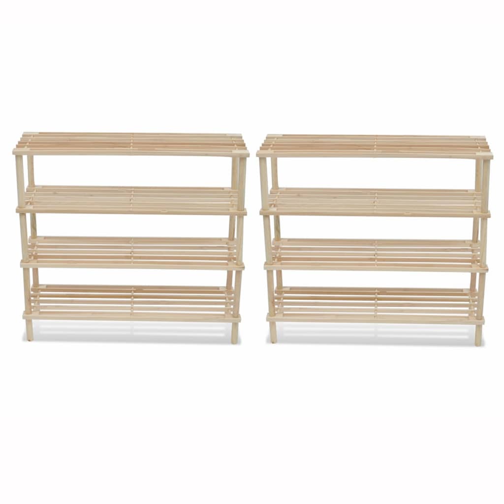 4-Tier Shoe Racks 2 pcs Solid Fir Wood - Discount Dealers