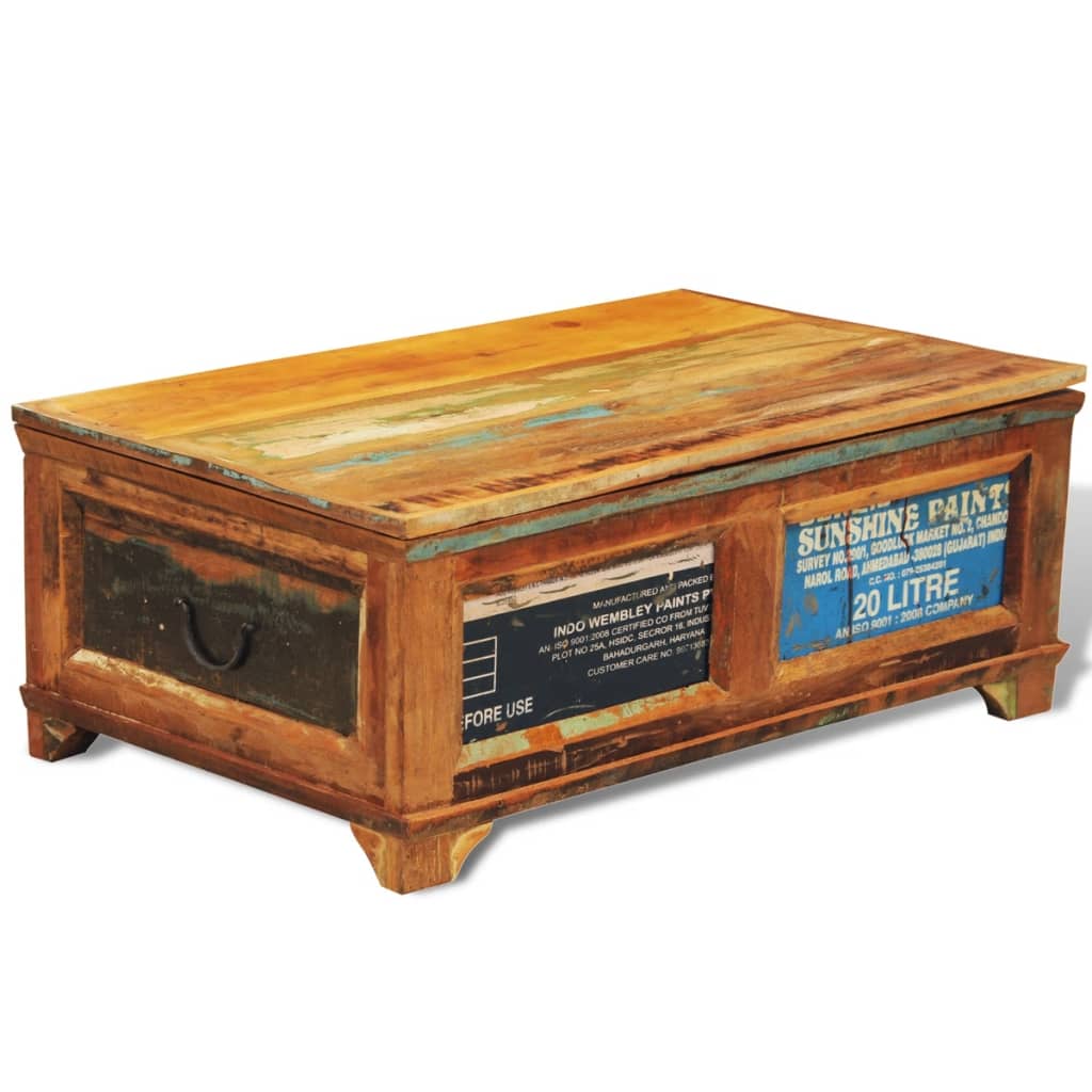 Coffee Table with Storage Vintage Reclaimed Wood - All Things Good