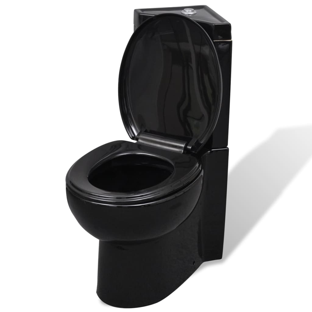 WC Ceramic Toilet Bathroom Corner Toilet Black - Casper Homes