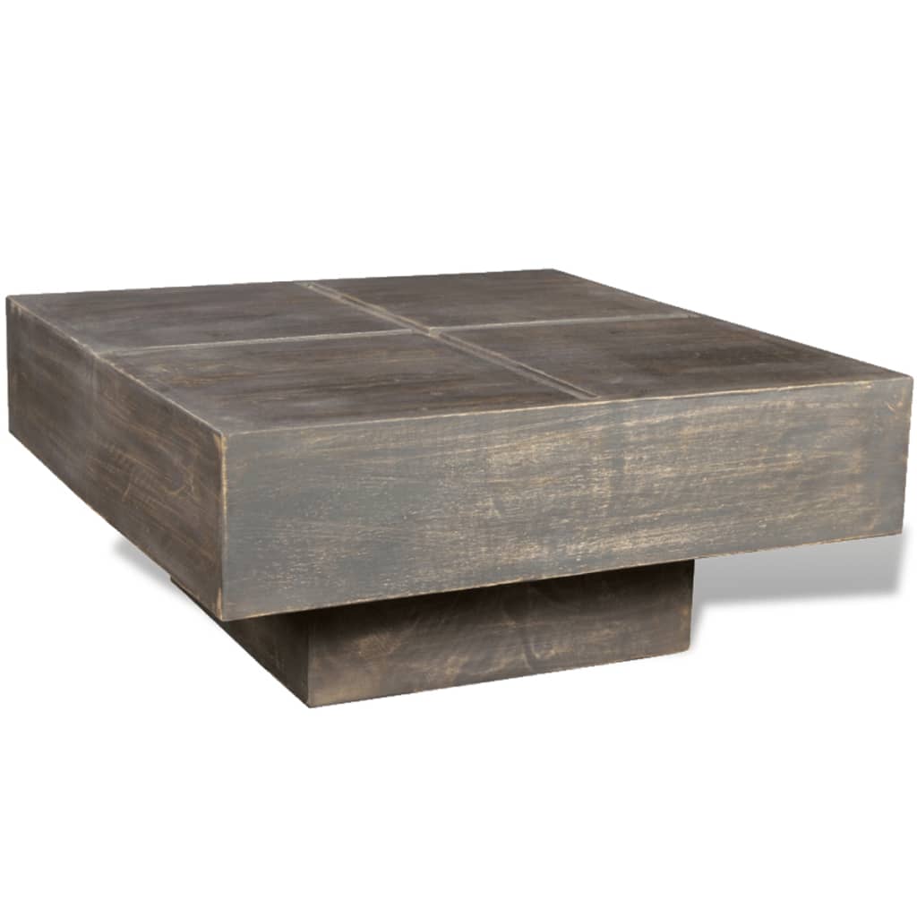 Coffee Table Dark Brown Square Solid Mango Wood - Sid & Sam