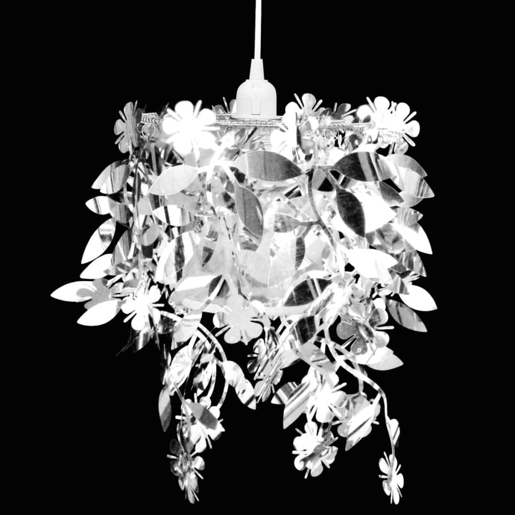 Leaves Paillette Pendant Chandelier Lamp 21,5 x 30 cm Silver - All Things Good