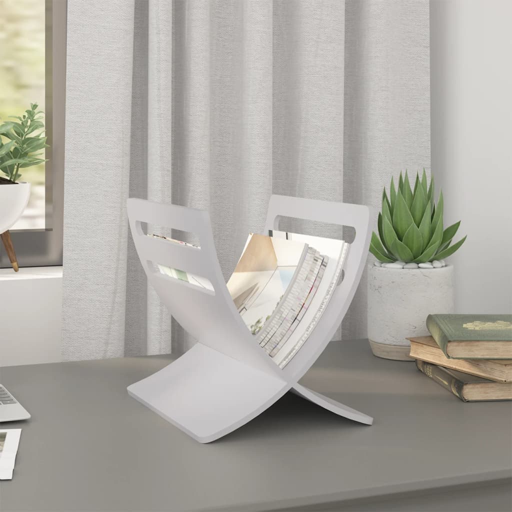 Wooden Magazine Rack Floor Standing White - Casper Homes