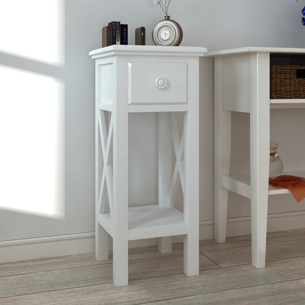 Side Table with Drawer White - Tyrell & Tyrell
