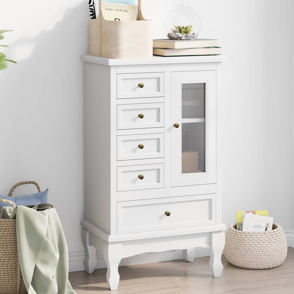 vidaXL Cabinet with 5 Drawers 2 Shelves White - Merlin Deals