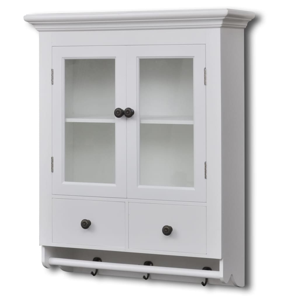 Wooden Kitchen Wall Cabinet with Glass Door White - Discount Dealers