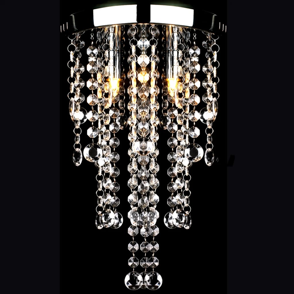 White Metal Ceiling Lamp with Crystal Beads - R and M Furniture