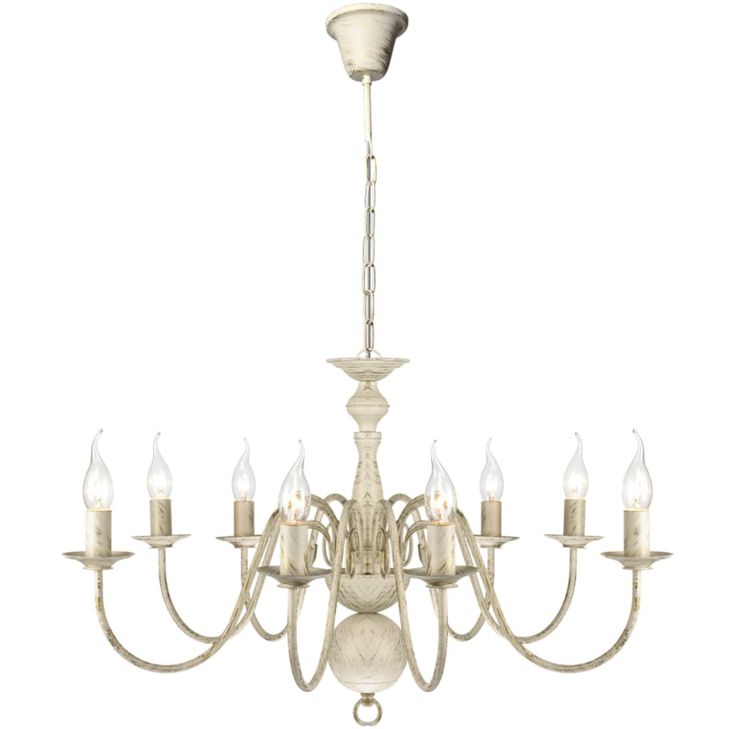 Antique White Metal Chandelier 8 x E14 Bulbs - Style and Chic